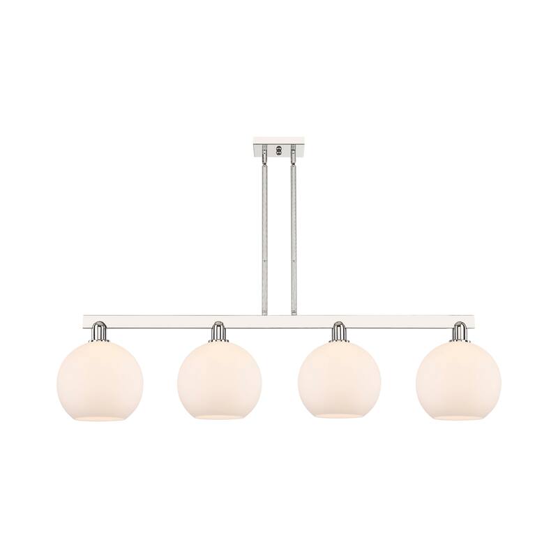 Innovations Lighting Endless Possibilities Arcadia - Athens - 4 Light 53" Stem Hung Island Light - Polished Nickel/Matte White