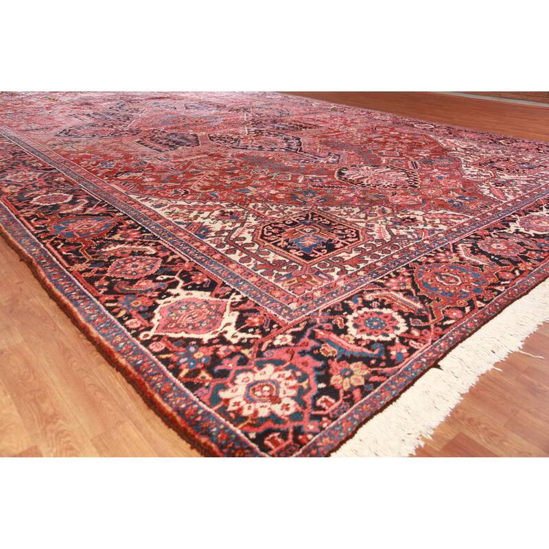 Hand Knotted Oriental 100% Wool Carpet Traditional Medallion Red Heriz Area Rug - 19' 3'' X 12' 0''
