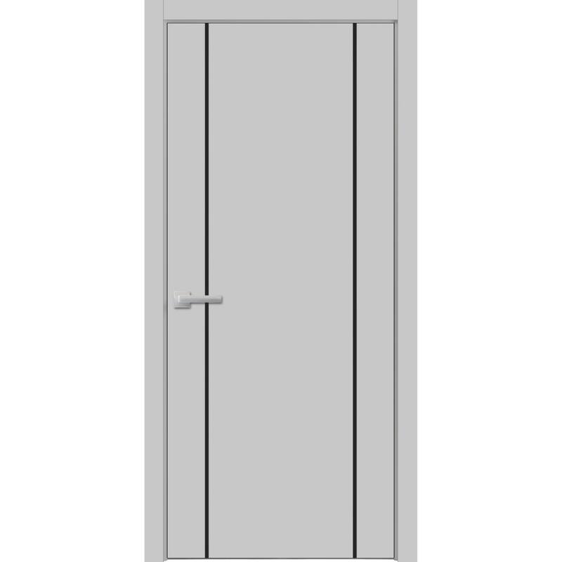 Solid French Double Doors 56 x 80 Planum 0016 Grey Matte with - 18" x 80"