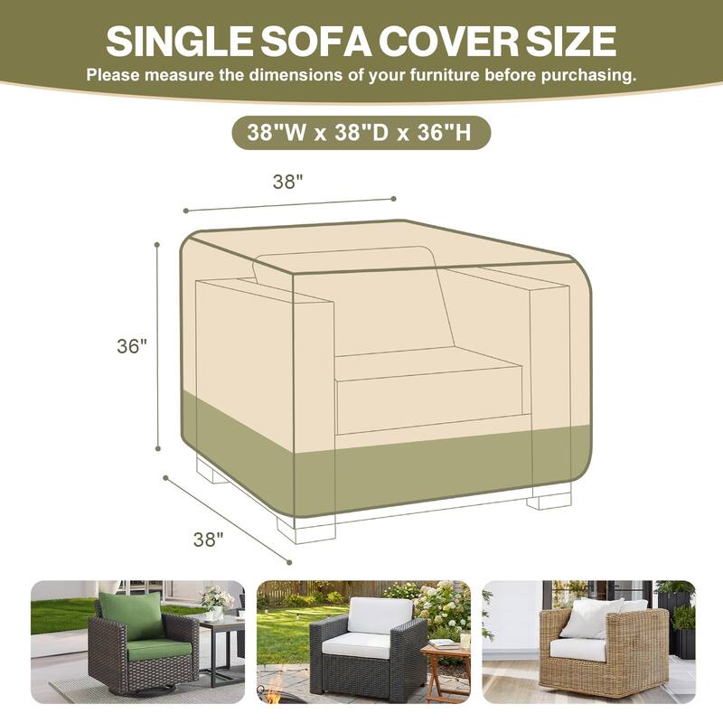 Aoodor Heavy Duty Patio Chair Cover with Air Vents for Cube Chair/Deep Seat/Outdoor Swivel