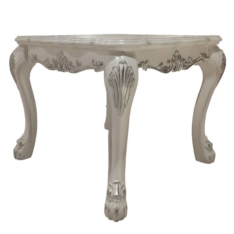 Bone White End Table With Claw Leg - White