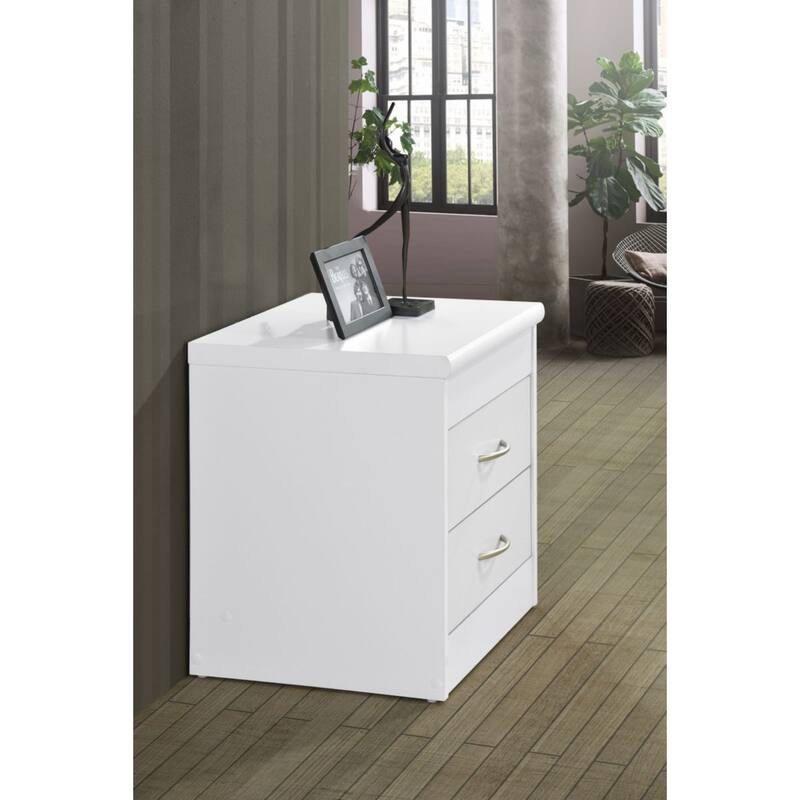72.75" White Two Drawer with Ring Pull Nightstand