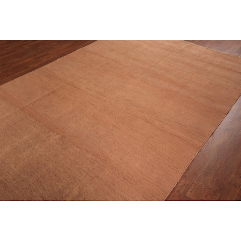 Modern Solid Gabbeh Oriental Area Rug Handmade Wool Carpet - 6'3" x 9'7"