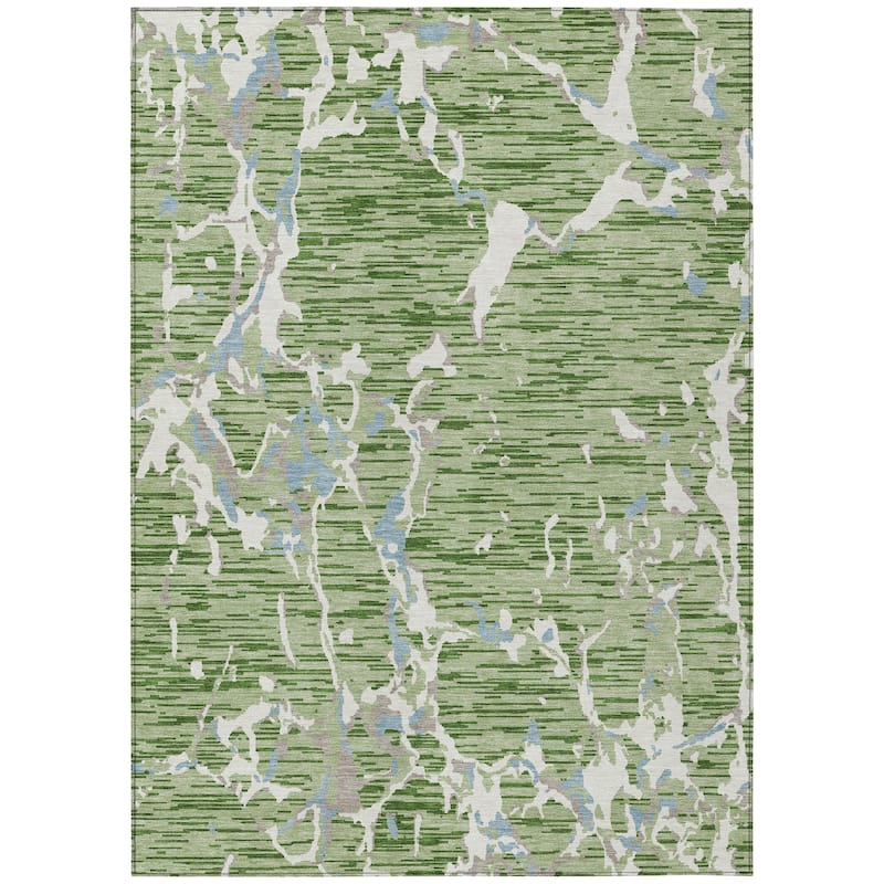 Machine Washable Indoor/ Outdoor Abstract Camo Chantille Rug