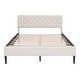 Queen Size Linen Upholstered Platform Bed: Pine Wood Frame, Button ...