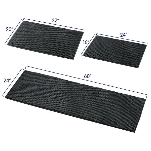 dimension image slide 9 of 14, Subrtex Chenille Soft Rugs Super Water Absorbing Shower Mats