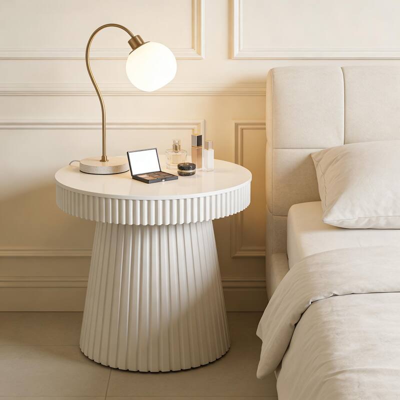 31.5 Inches Modern End Table, Round Accent Side Table, Small Dining Table, Nightstand & Bedside Table for Living Room, Bedroom