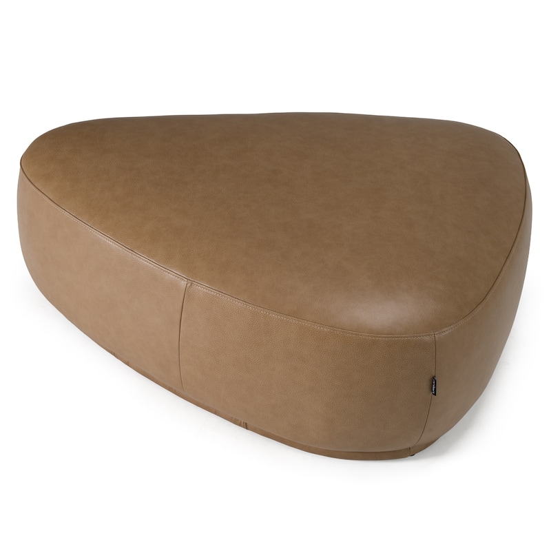 Divani Casa Kinsey Modern Tan Leather Large River Rock Ottoman