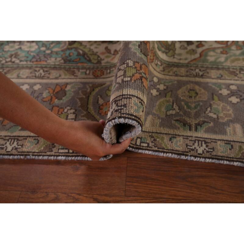Geometric Tabriz Vintage Persian Area Rug Hand-Knotted Wool Carpet - 6'5" x 9'7"