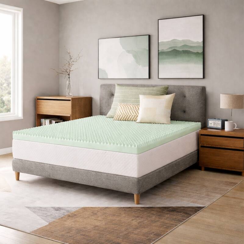 Onetan, Convoluted Egg Shell Breathable Foam Topper,Adds Comfort to Mattress