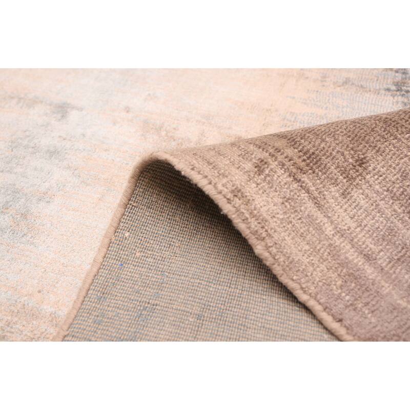 ECARPETGALLERY Hand Loomed Elysian Tan Viscose Rug - 7'9 x 9'6