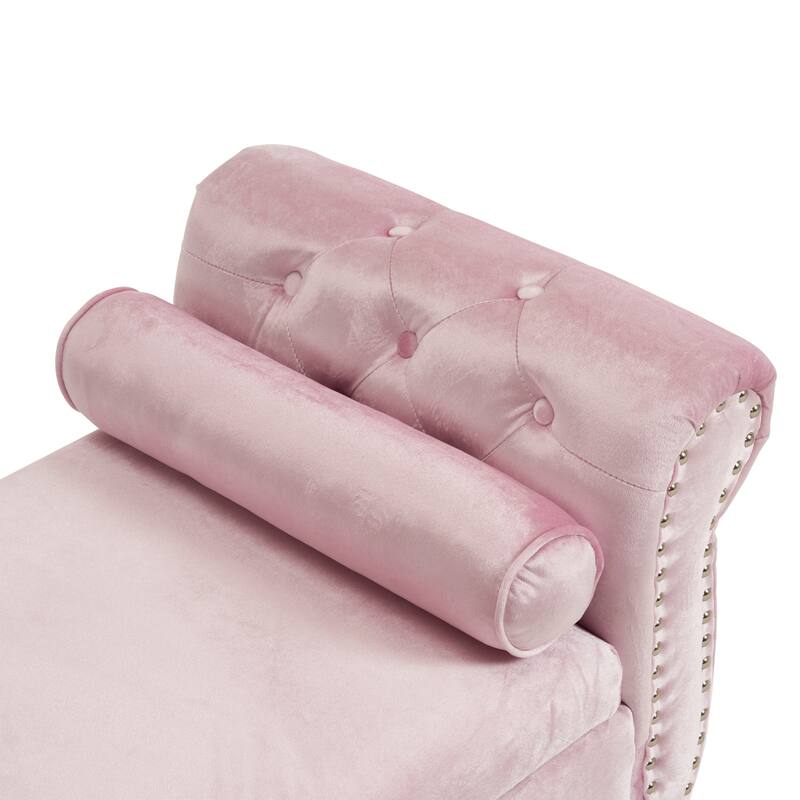 Luxurious Velvet Ottoman Bench with Spacious Storage and Decorative Trim