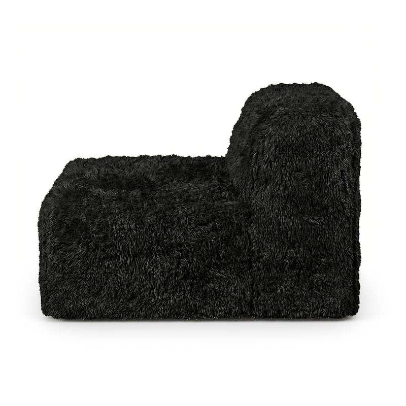 Furniture of America Ylena Modern 5-Piece Faux Fur Foam Modular Armless Compressed Sectional Sofa with Ottoman