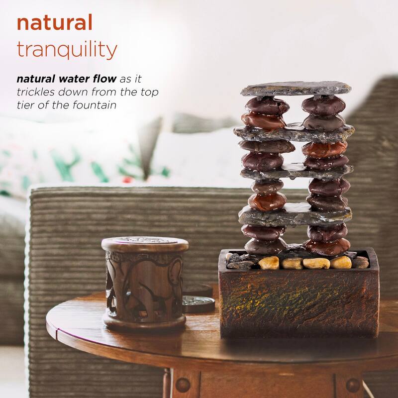 Eternity Tabletop Stacked Rocks Fountain