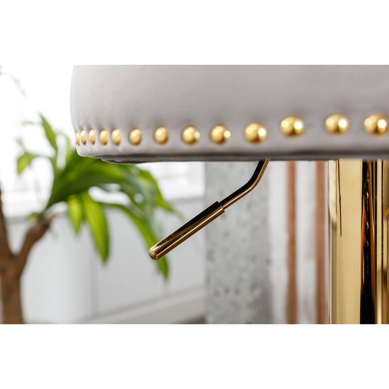 Set of 2 Adjustable Counter Height Swivel Bar Stools with Footrest