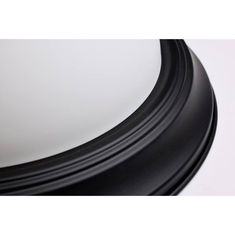 2 Light 11 Inch Flush Mount Matte Black Finish Opal Glass