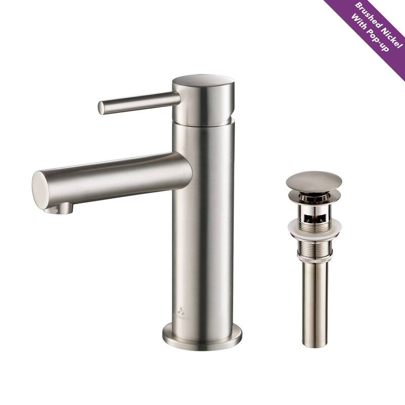 Solid Brass Leed Free Single Handle Bathroom Faucet - Brush Nickel w/ Pop-up