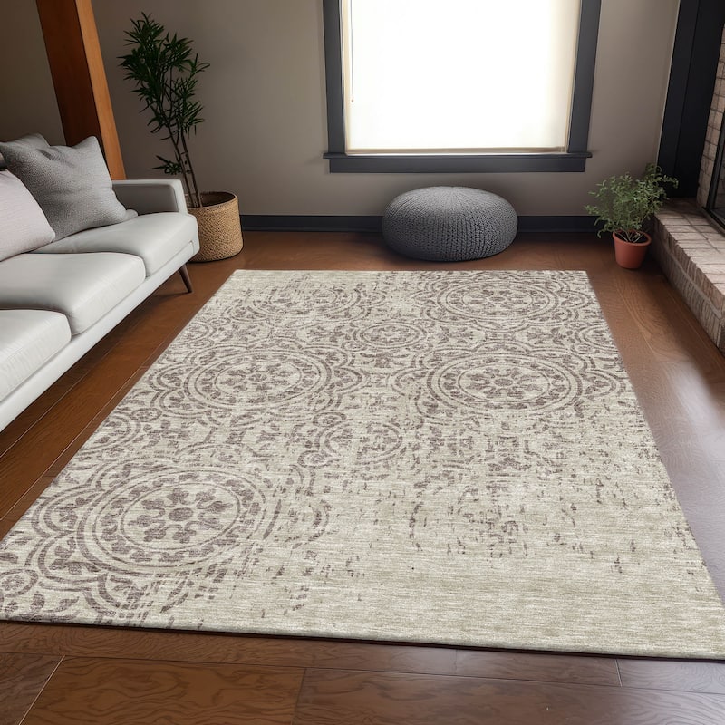 Machine Washable Indoor/ Outdoor Chantille Suzani Vintage Rug