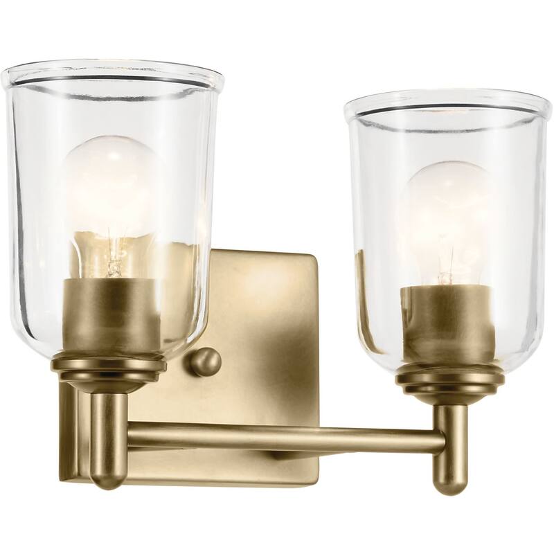 Kichler Shailene 12.5" Wide 2 Light Bathroom Vanity Light - Natural Brass / Clear