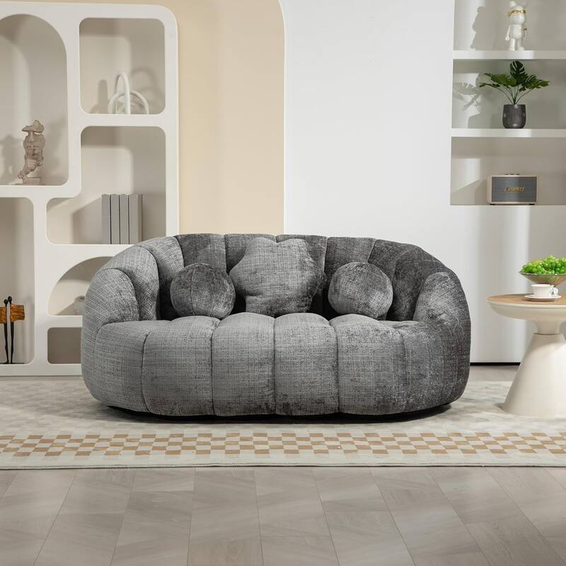 Roomfitters High Back Bean Bag Sofa Chair, Velvet Lazy Lounger Couch for Living Room