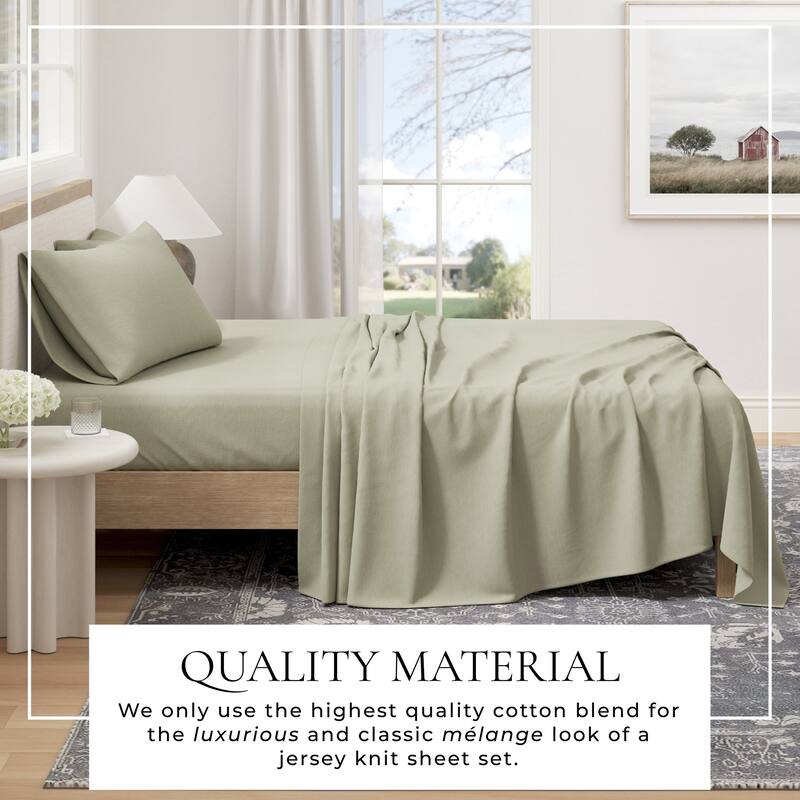 Linery & Co. Heathered Melange Cotton Jersey Knit Sheet Set