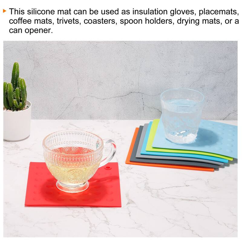 Silicone Trivet Mats 2pcs, Square Dots Dish Drying Mat - Light Gray, Black - Light Gray, Black