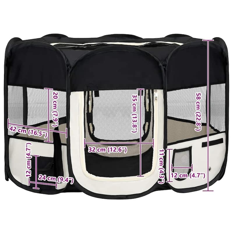vidaXL Foldable Dog Playpen with Carrying Bag Dog Kennel Puppy Run Playpen