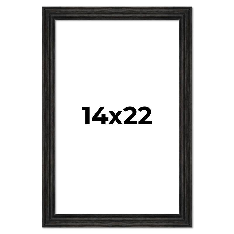 14x22 Black Rustic Wide Barnwood Picture Frame - UV Acrylic, Foam Board Backing, Hanging Hardware - Holds 14x22 Photo