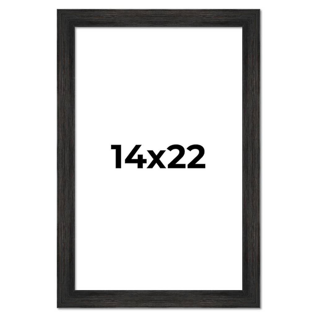 14x22 Black Rustic Wide Barnwood Picture Frame - UV Acrylic, Foam Board Backing, Hanging Hardware