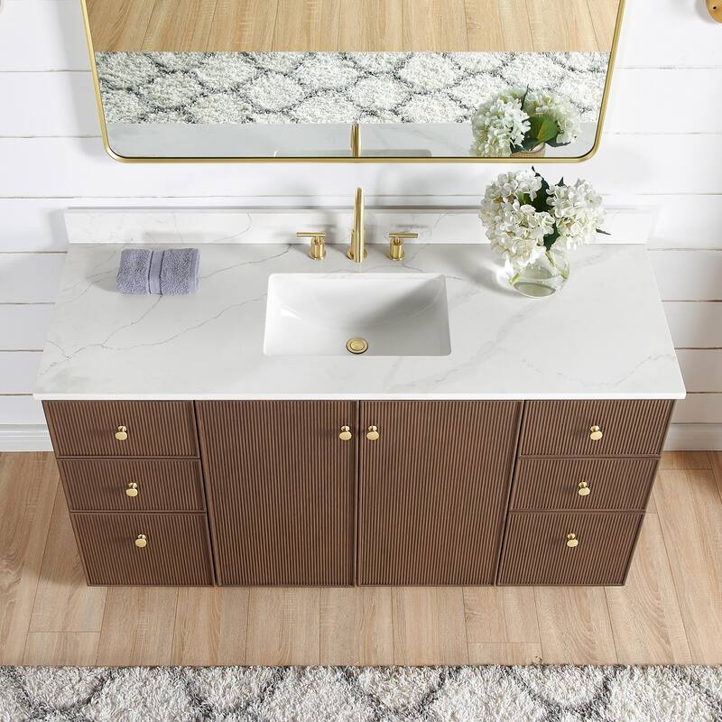 Oza Bath Vanity with Quartz Stone Top and Mirror