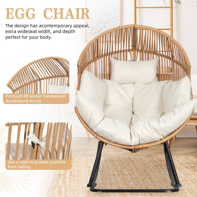 Futzca Wicker rocking egg chair (with cushions)