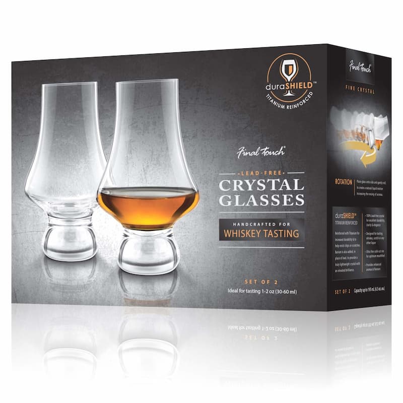 Final Touch Set of 2 Whiskey Tasting Crystal Glasses - 6.5 oz