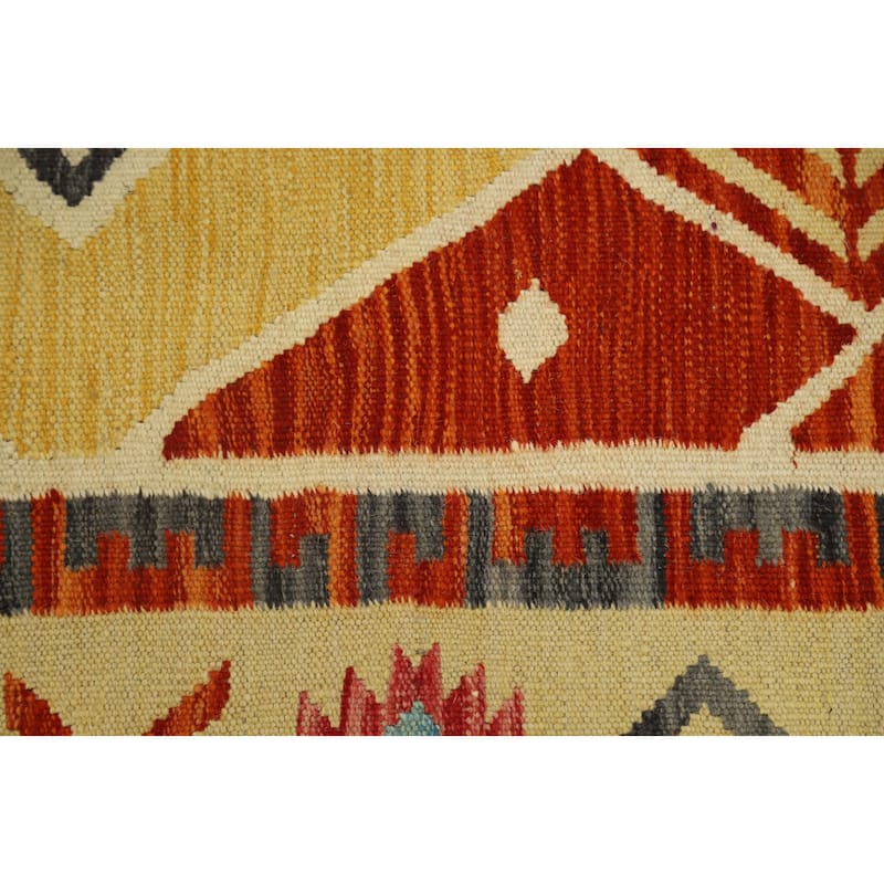 Hand Woven Oriental 100% Wool Carpet Southwestern Tribal Multi-Colored Kilim Runner Rug - 9' 7'' X 2' 6''
