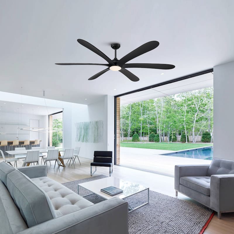 72-inch Driftwood 6-Blade Large DC Ceiling Fan with Light and Remote