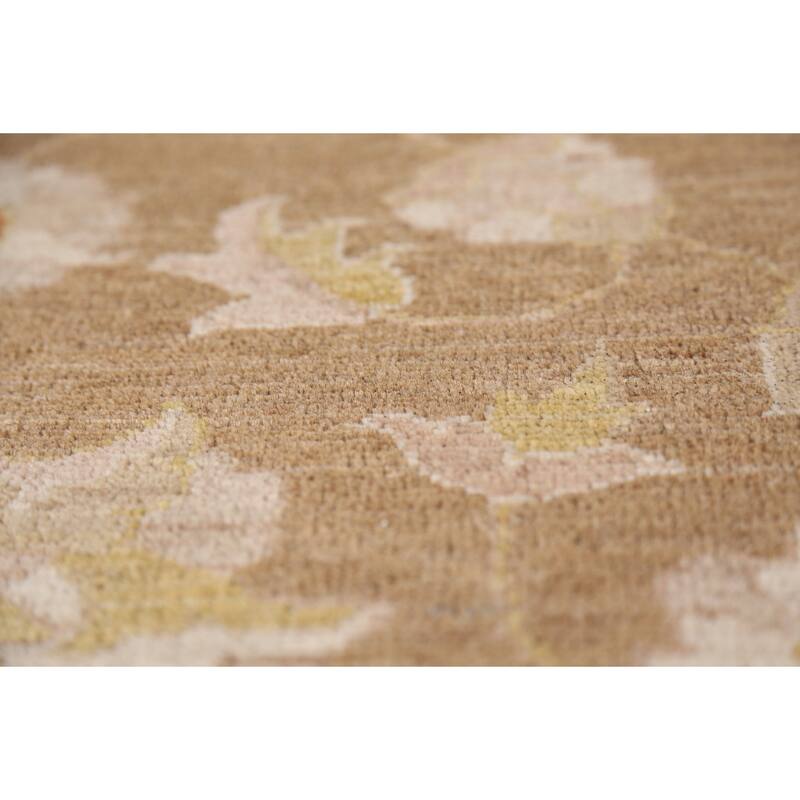 Vegetable Dye Brown Peshawar Oriental Area Rug Handmade Wool Carpet - 9'0"x 11'10"