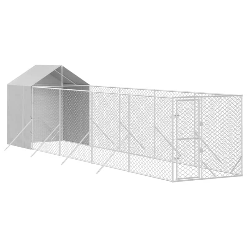 vidaXL Outdoor Dog Kennel with Roof Silver Galvanized Steel
