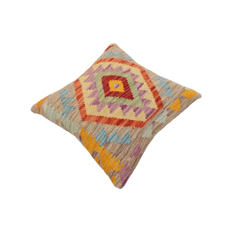 Southwestern Bates Turkish Hand-Woven Kilim Pillow - 18'' x 18''