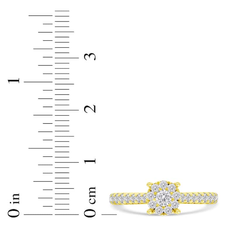 1/2ct TDW Diamond Cluster Engagement Ring in 10K Yellow Gold for Women