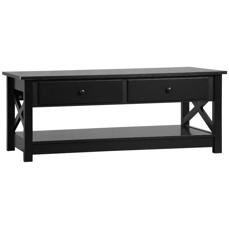 Coffee Table with Storage Drawers and Open Shelf