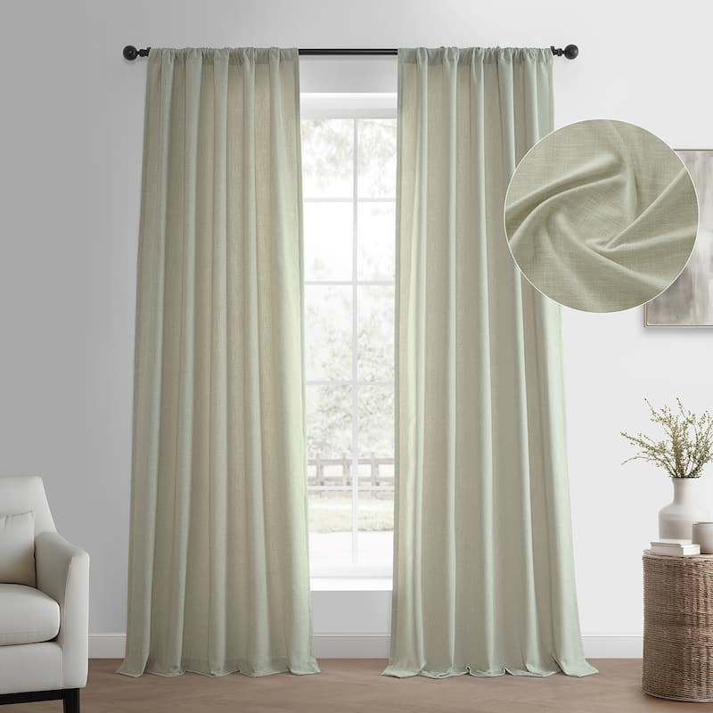 Exclusive Fabrics Basic Faux Linen Curtain Pair - 2 Panels - Light Filtering Window Curtains