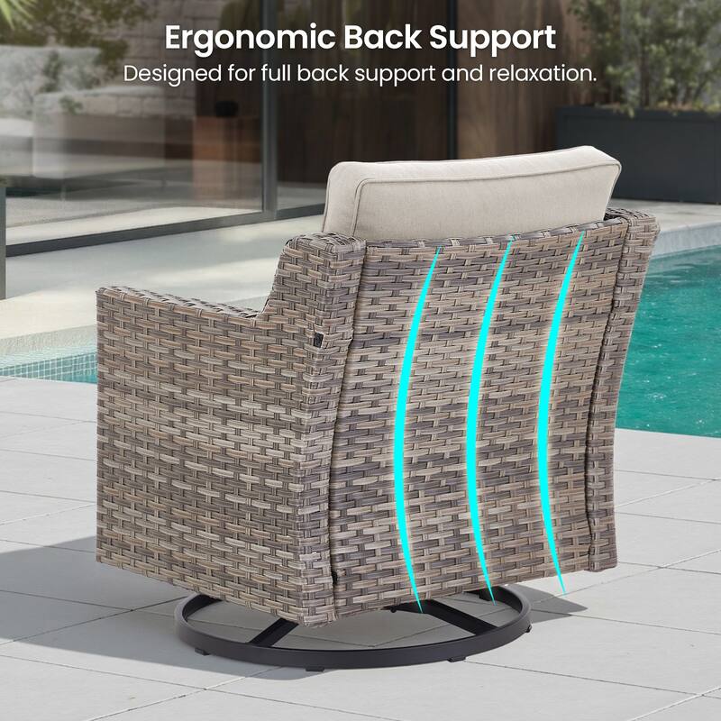 Pocassy Outdoor All-Weather Outdoor Sofa, Swivel Chair, Ottoman Sets