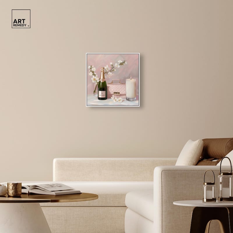 Pink Purse Champagne and Candle Canvas by Art Remedy