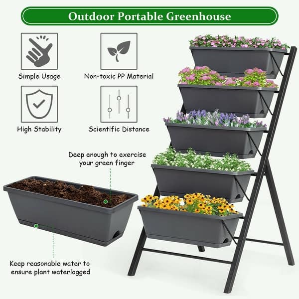 pics Vertical Raised Garden Bed 5-Tier Planter Box usd