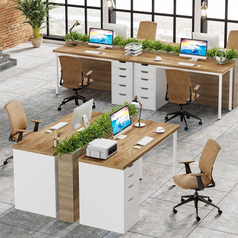 47-inche Computer Desk Study Writing Table with 5 Drawers for Home Office