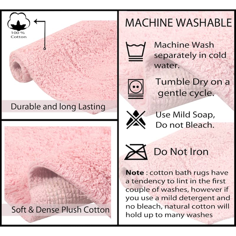 Waterford Collection 100% Cotton Non-Slip Bathroom Rug Set, Machine Washable Bath Rug, 5 Piece Bath Mat Set with Contour