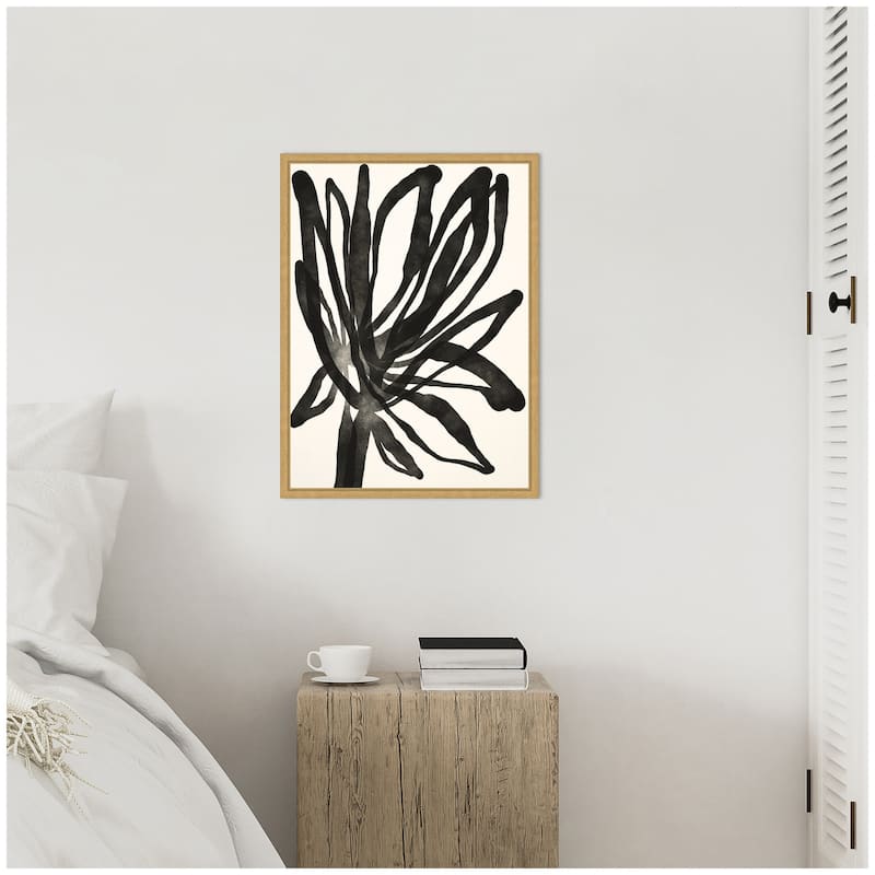 Kate and Laurel Sylvie Dark Floral Framed Canvas by Alicia Bock