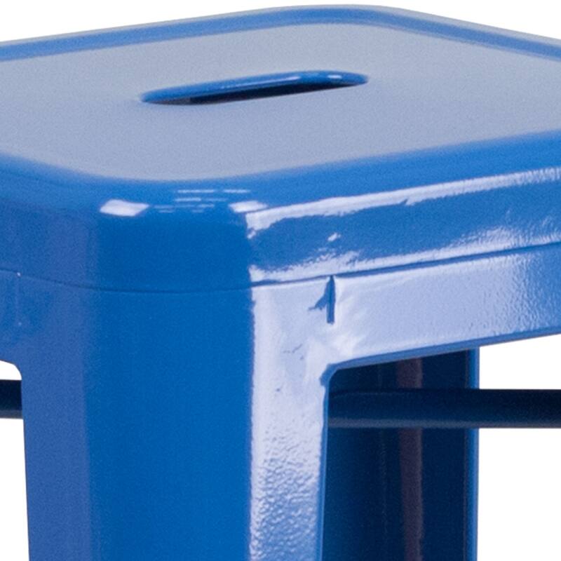 4 Pack 30" High Backless Metal Indoor-Outdoor Barstool with Square Seat
