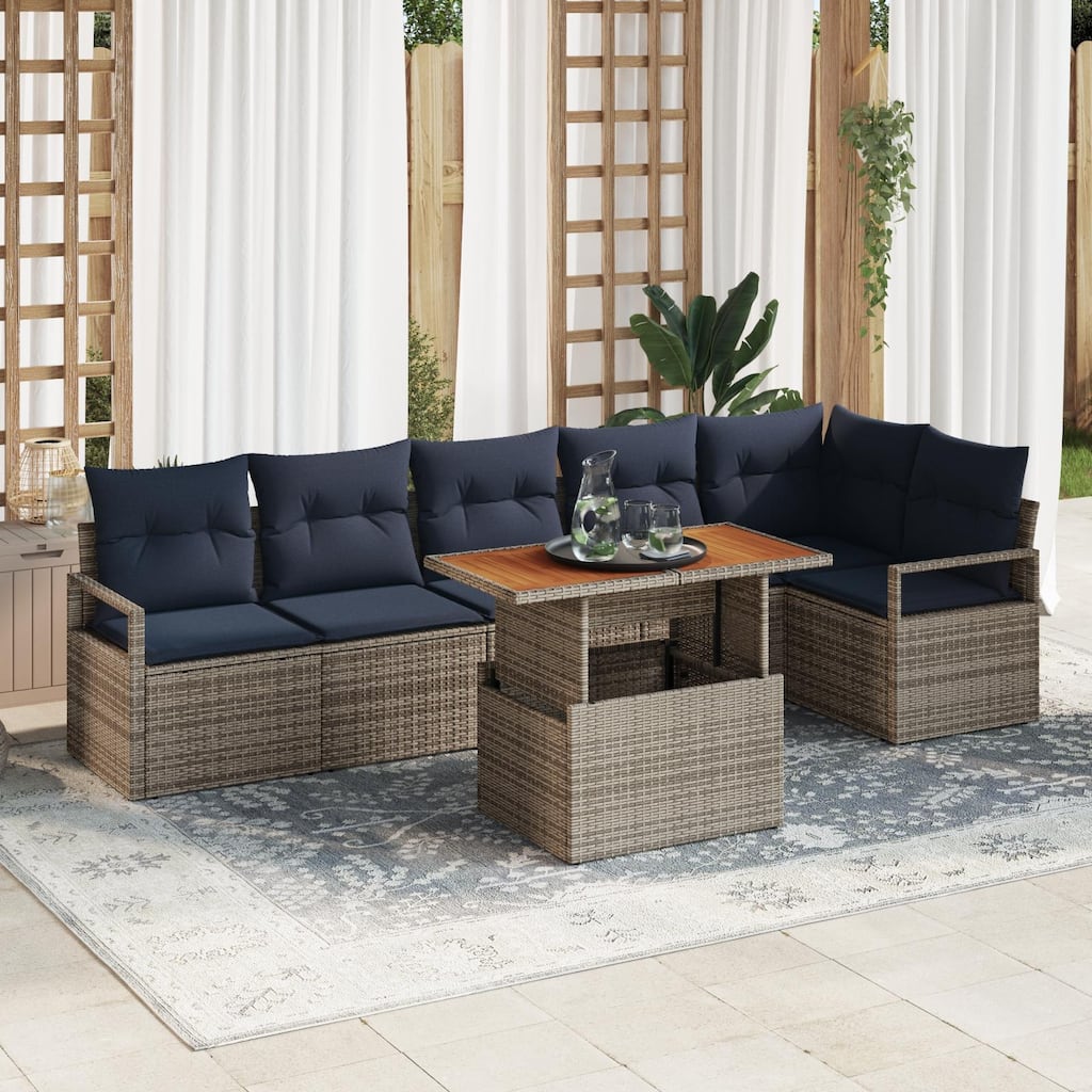 vidaXL 7 Piece Garden Sofa Set with Cushions - 113×48×27.2
