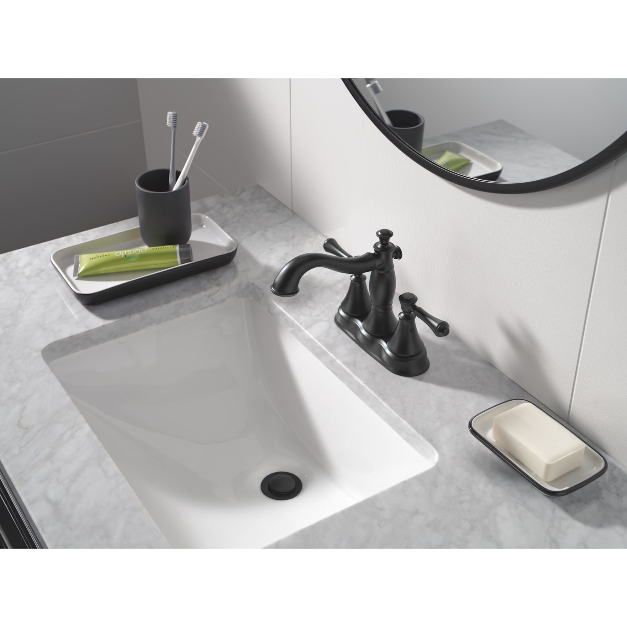 Delta Cassidy Centerset Bathroom Faucet with Pop-Up Drain Assembly