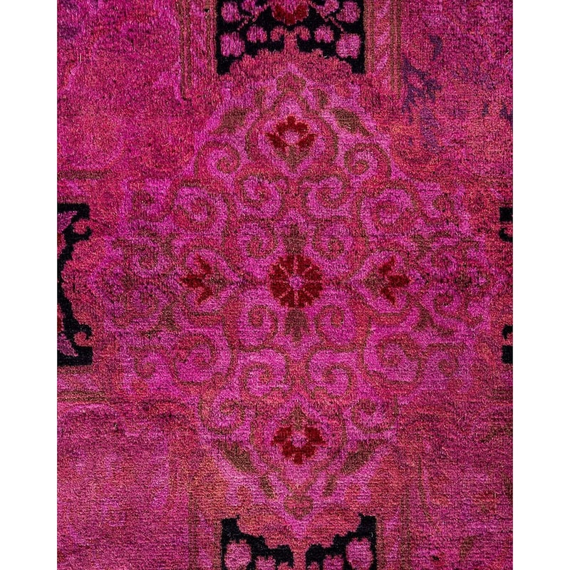 Overton Hand Knotted Wool Vintage Inspired Modern Contemporary Overdyed Pink Area Rug - 9' 10" x 11' 6"
